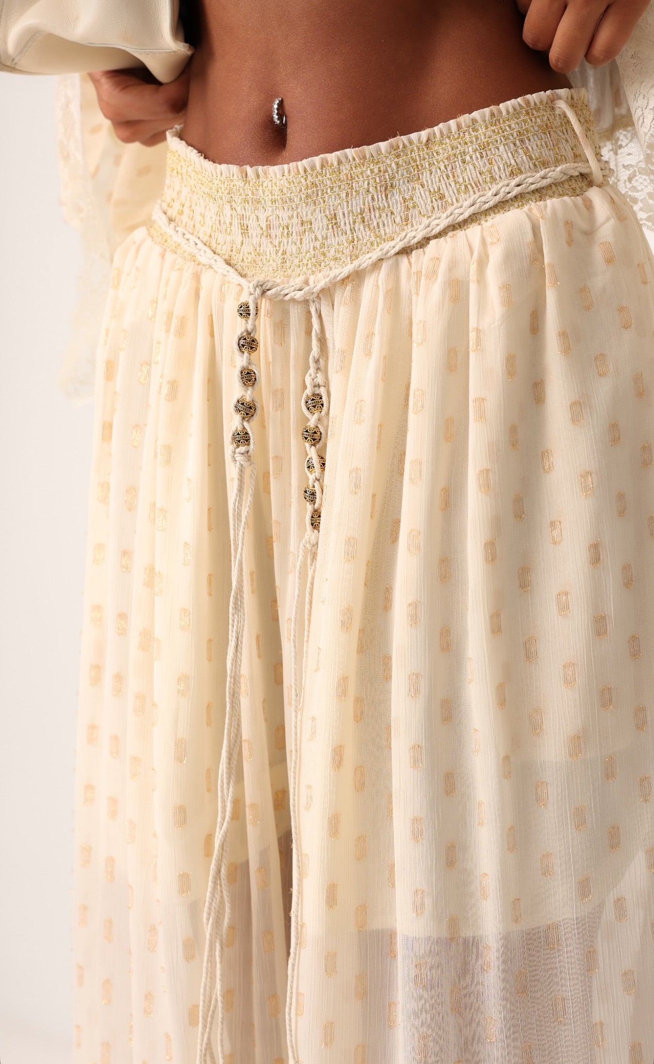 Set polka gold lace offwhite