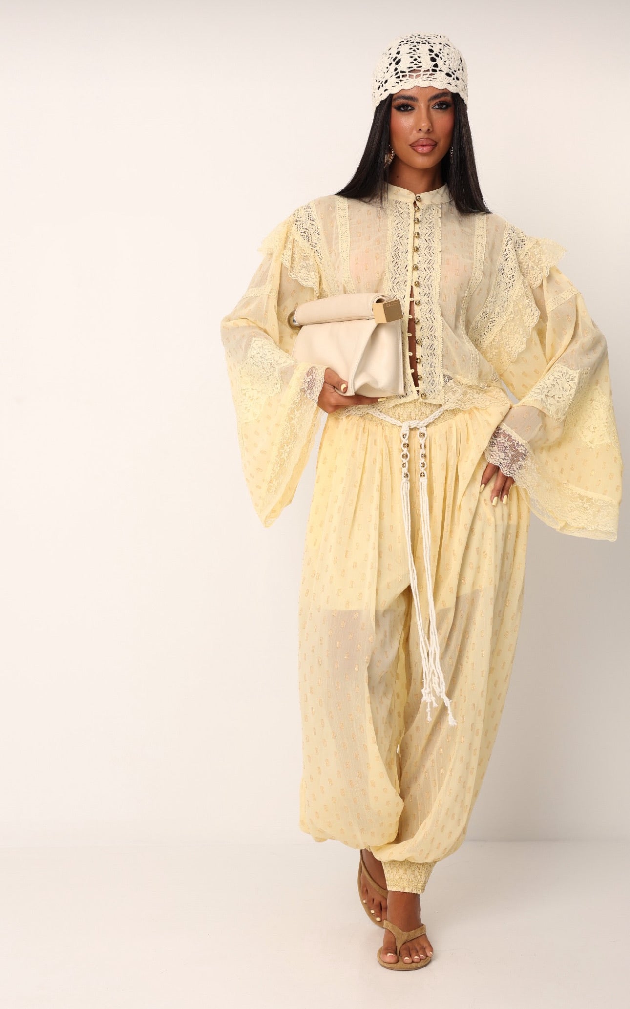 Set polka gold lace yellow