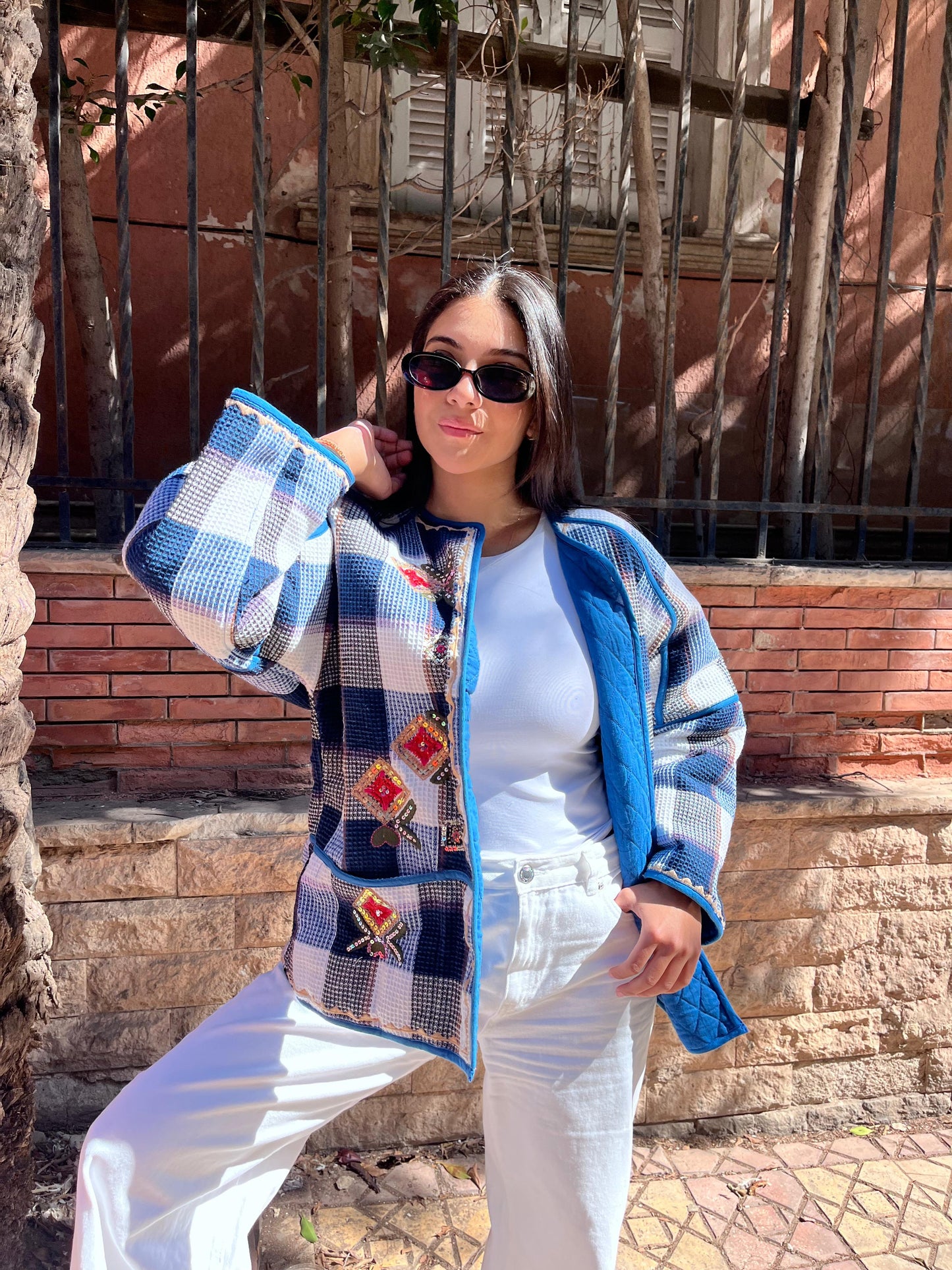 Jacket blue blanc