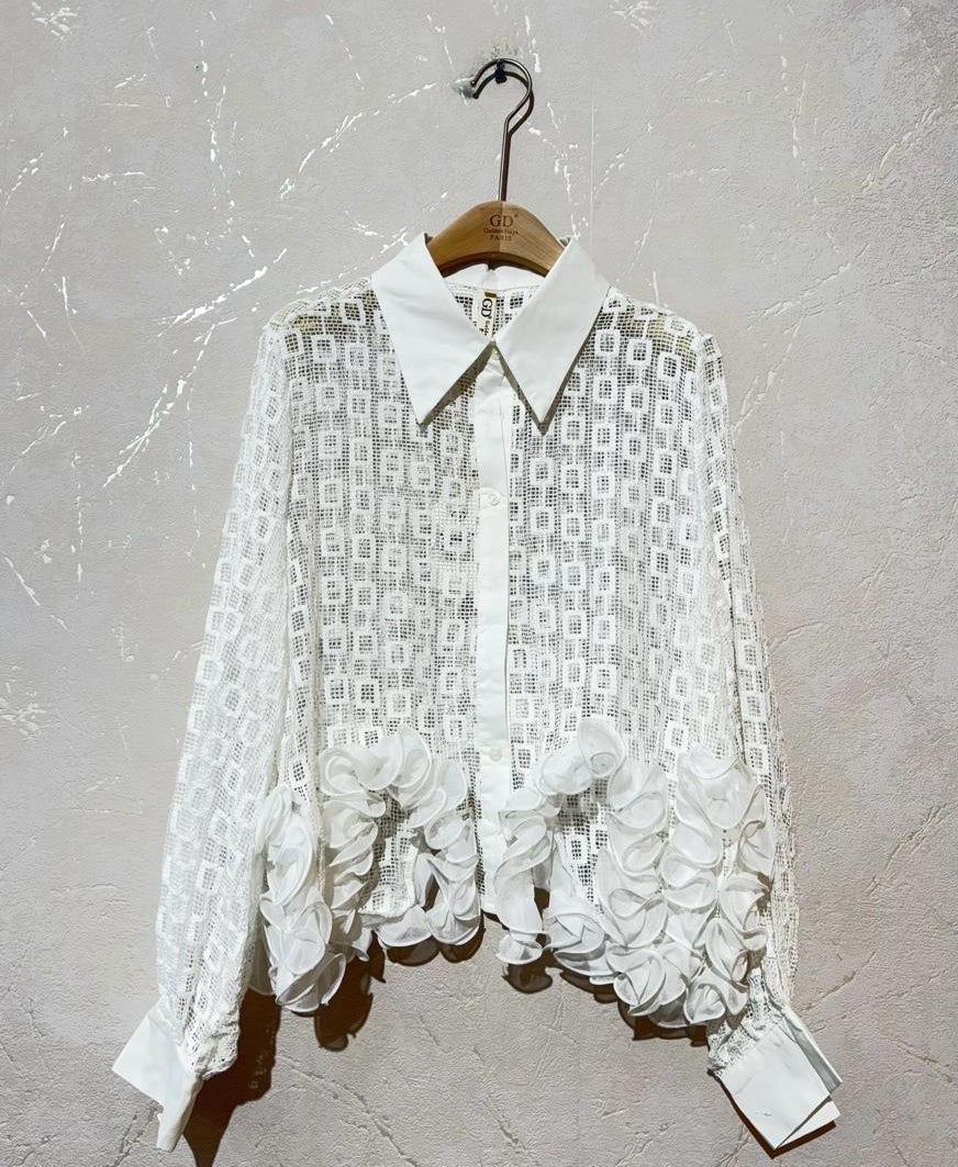 Shirt ruffles lace white
