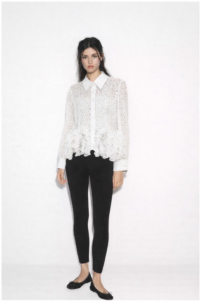 Shirt ruffles lace white