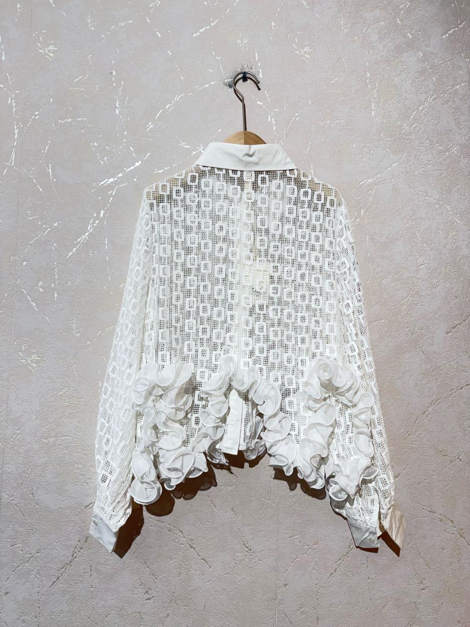 Shirt ruffles lace white