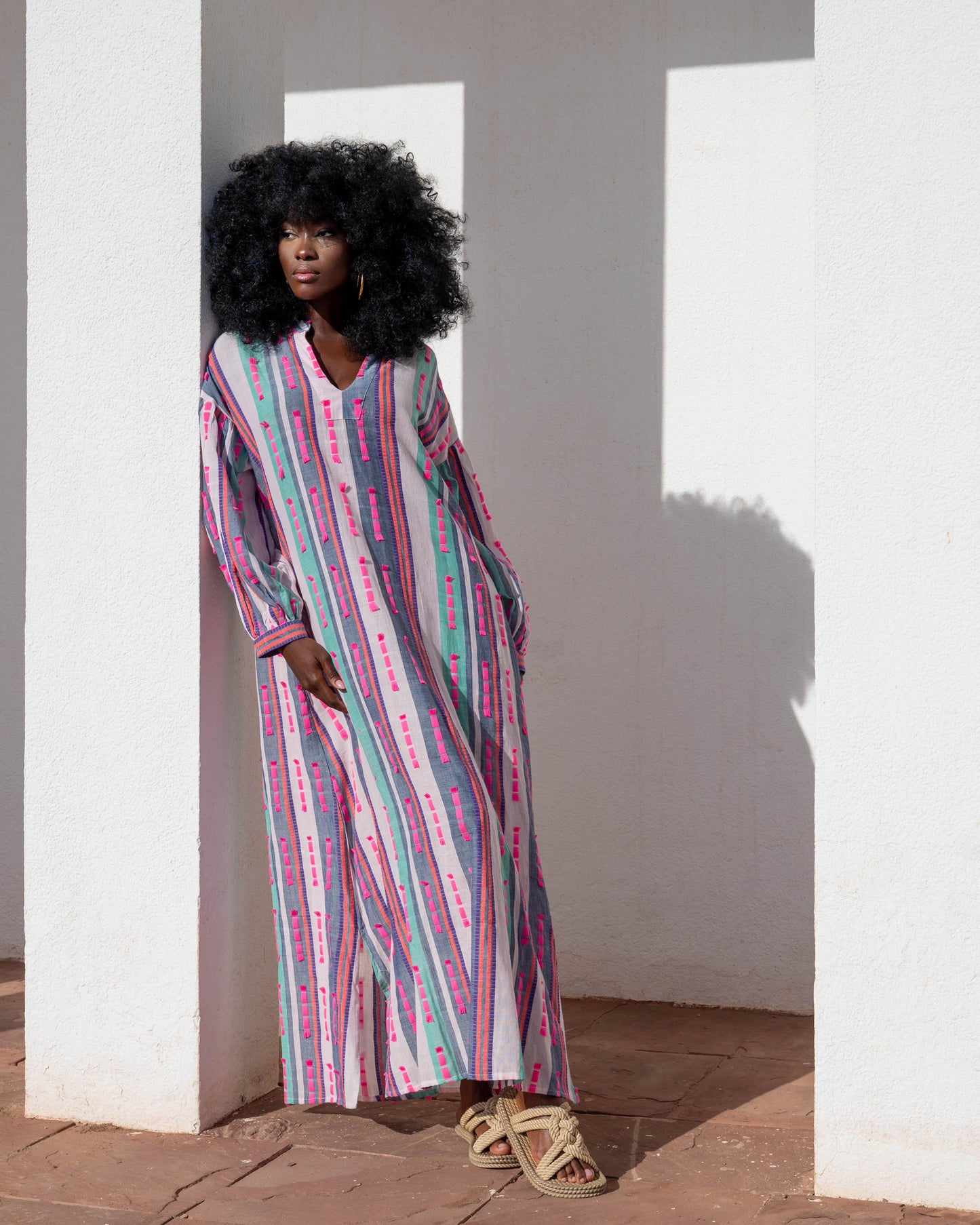 Dress stripe embroidery