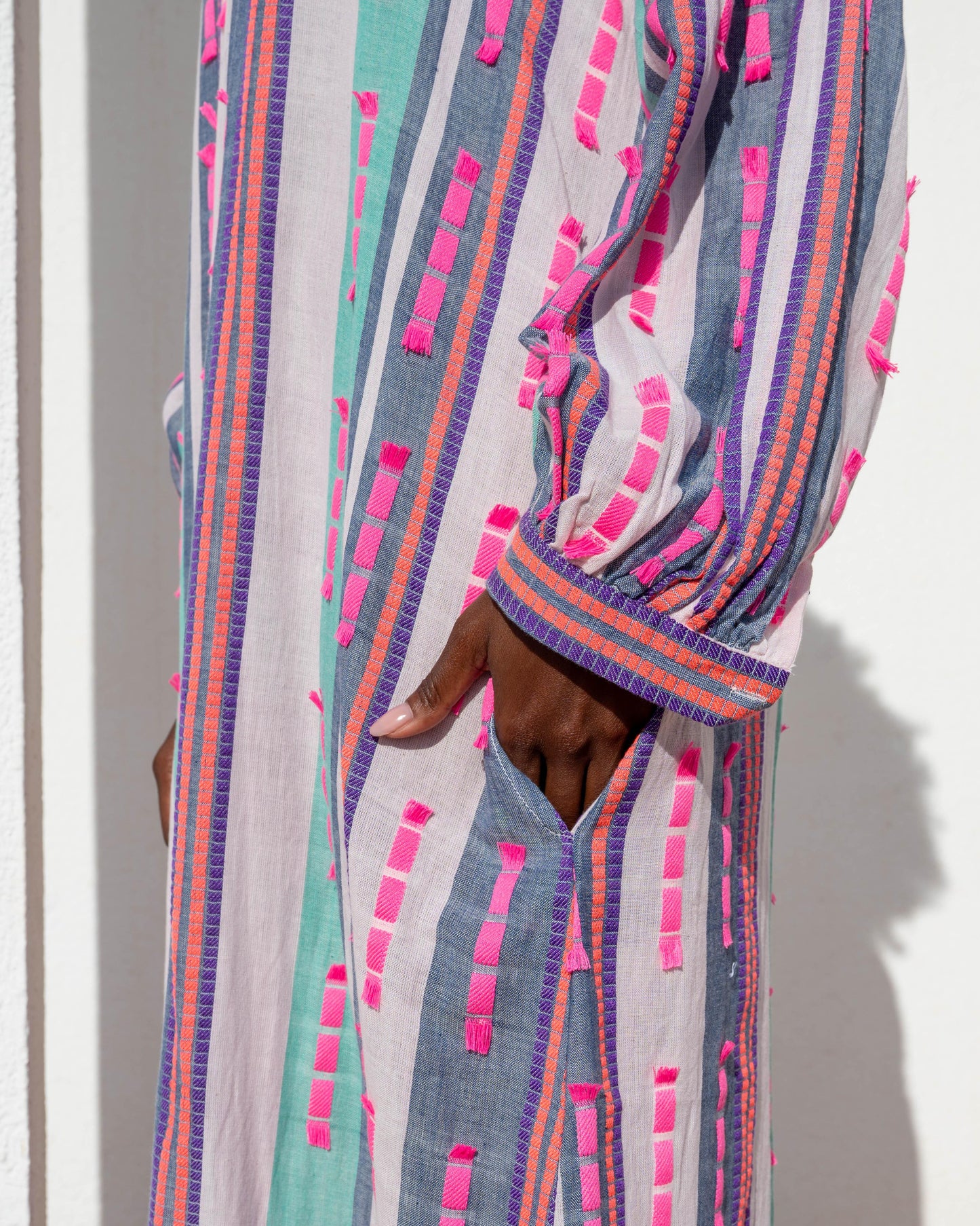 Dress stripe embroidery