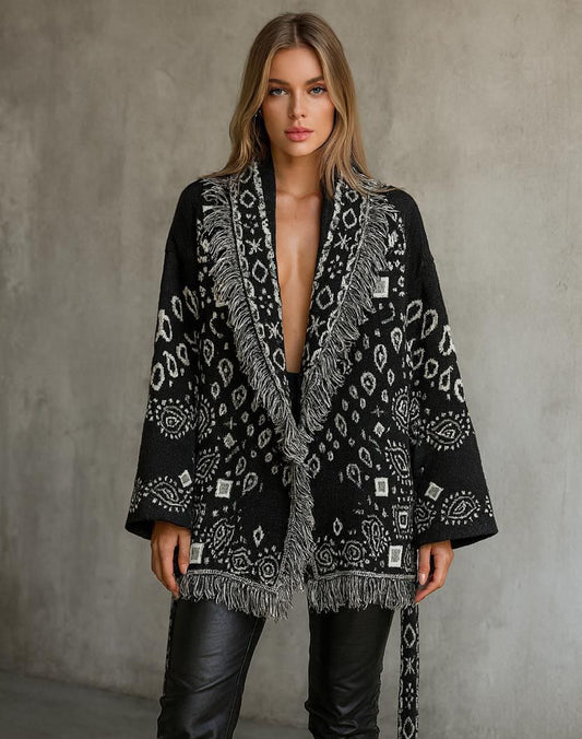 bandana cardigan black X Grey