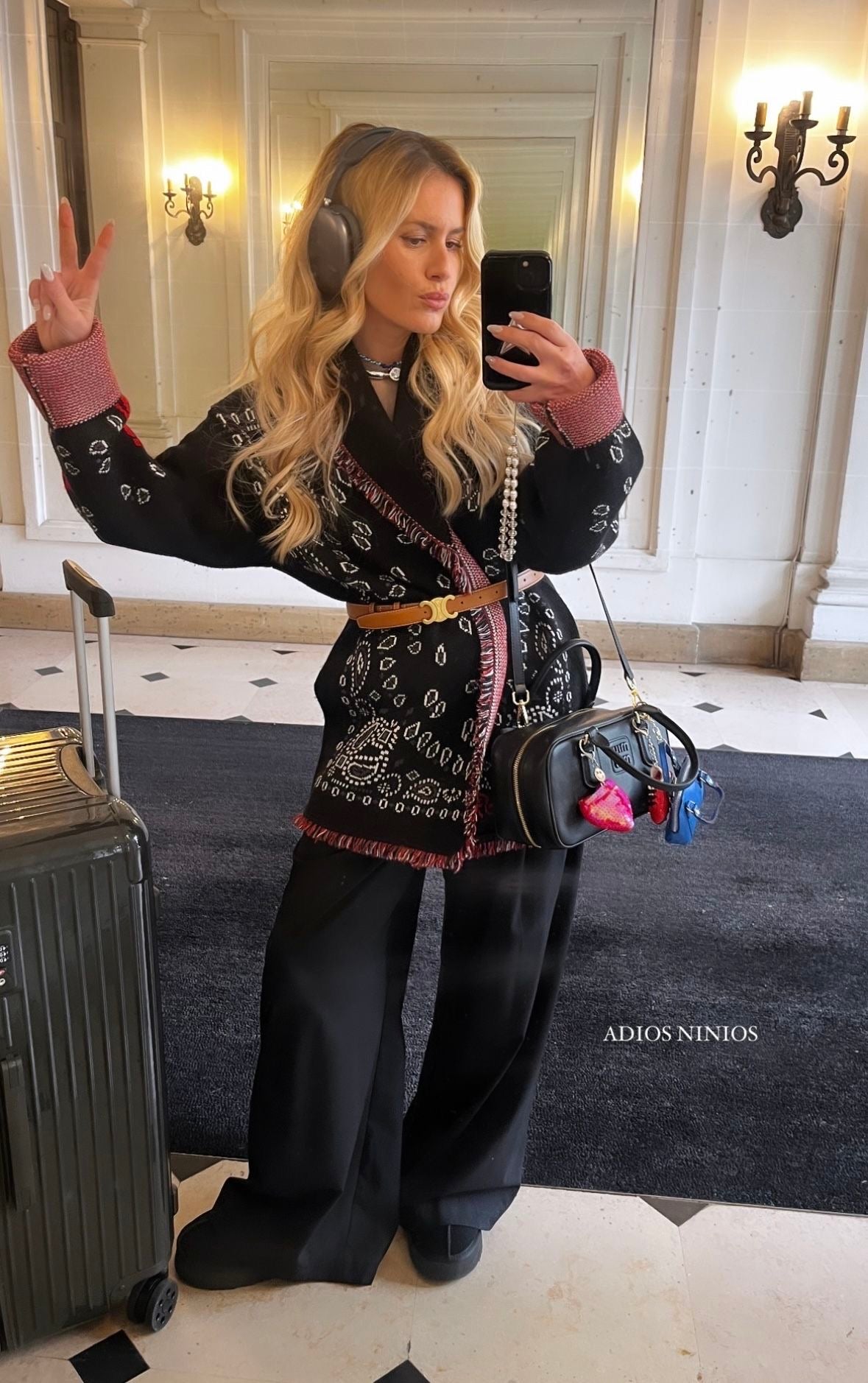 Bandana cardigan blackXBurgyndy