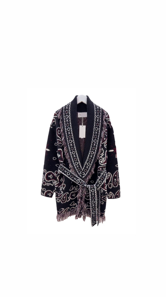 Bandana cardigan blackXBurgyndy