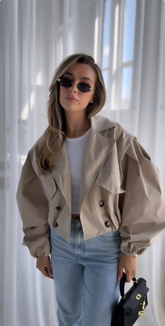 Jacket short trench beige