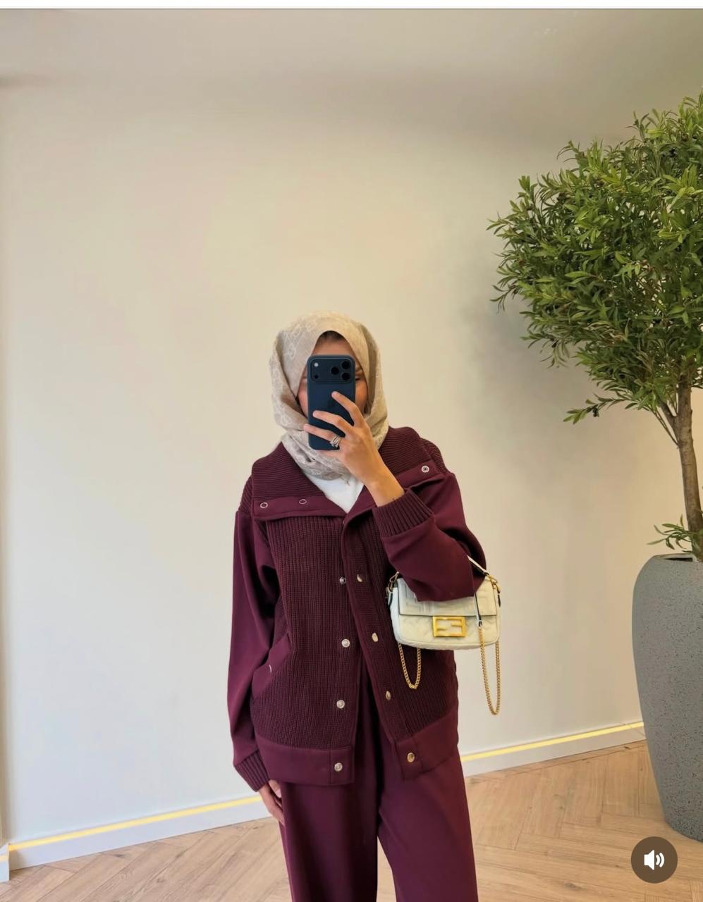 Knit nylon set burgundy