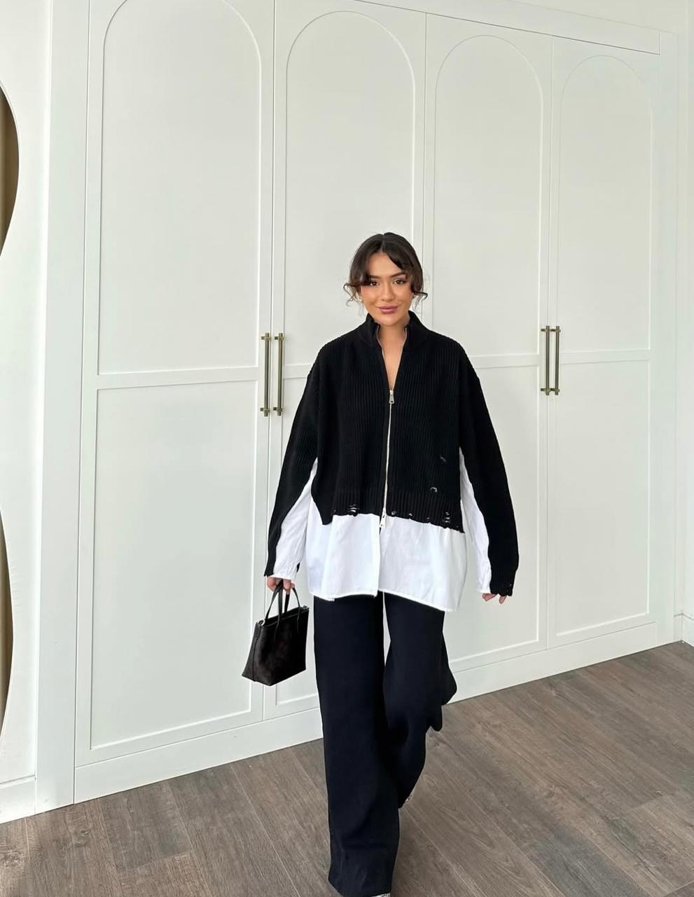 Black set attached shirt