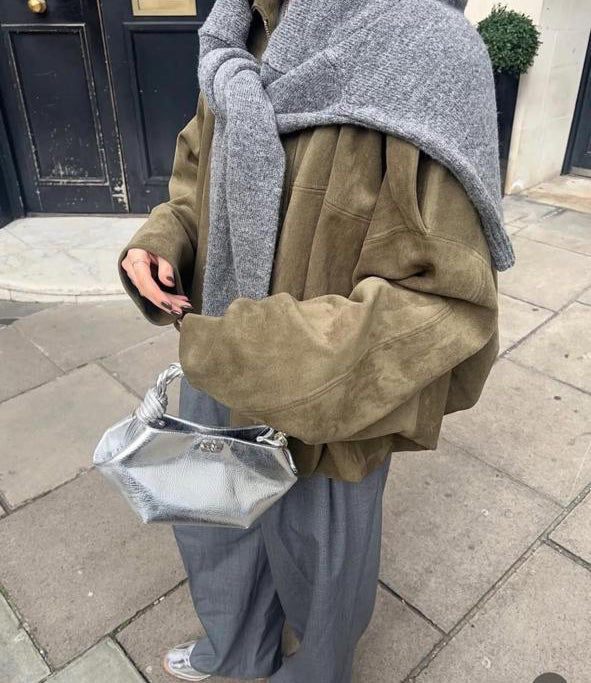 Jacket Bomber suede olive