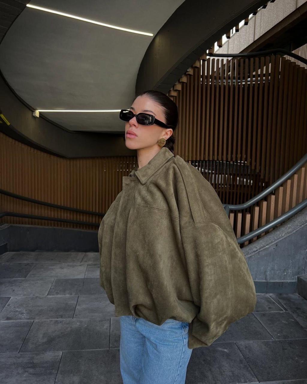 Jacket Bomber suede olive