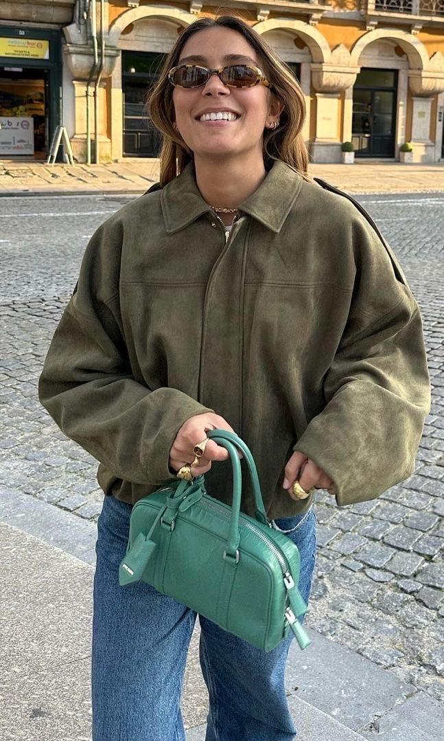 Jacket Bomber suede olive