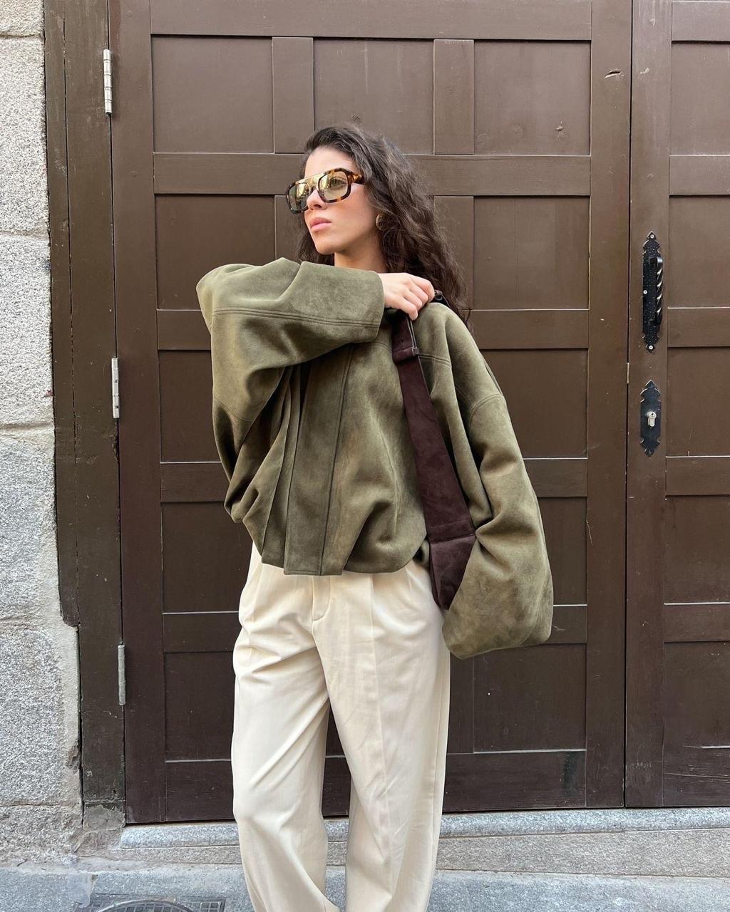 Jacket Bomber suede olive