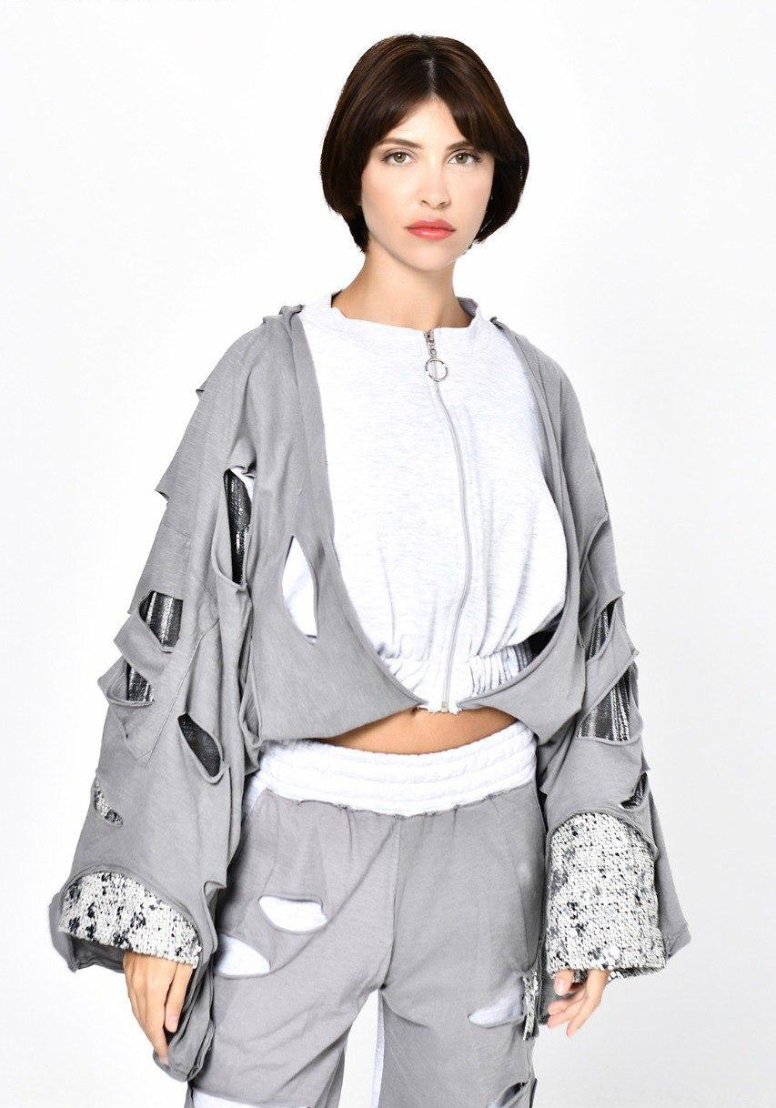 Jacket Sweater grey cutting