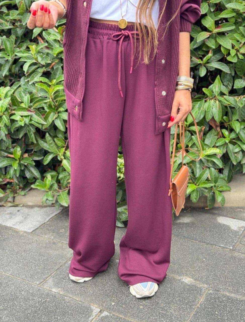 Knit nylon set burgundy