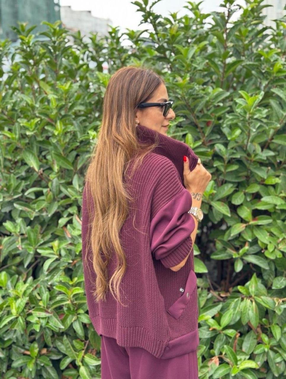 Knit nylon set burgundy