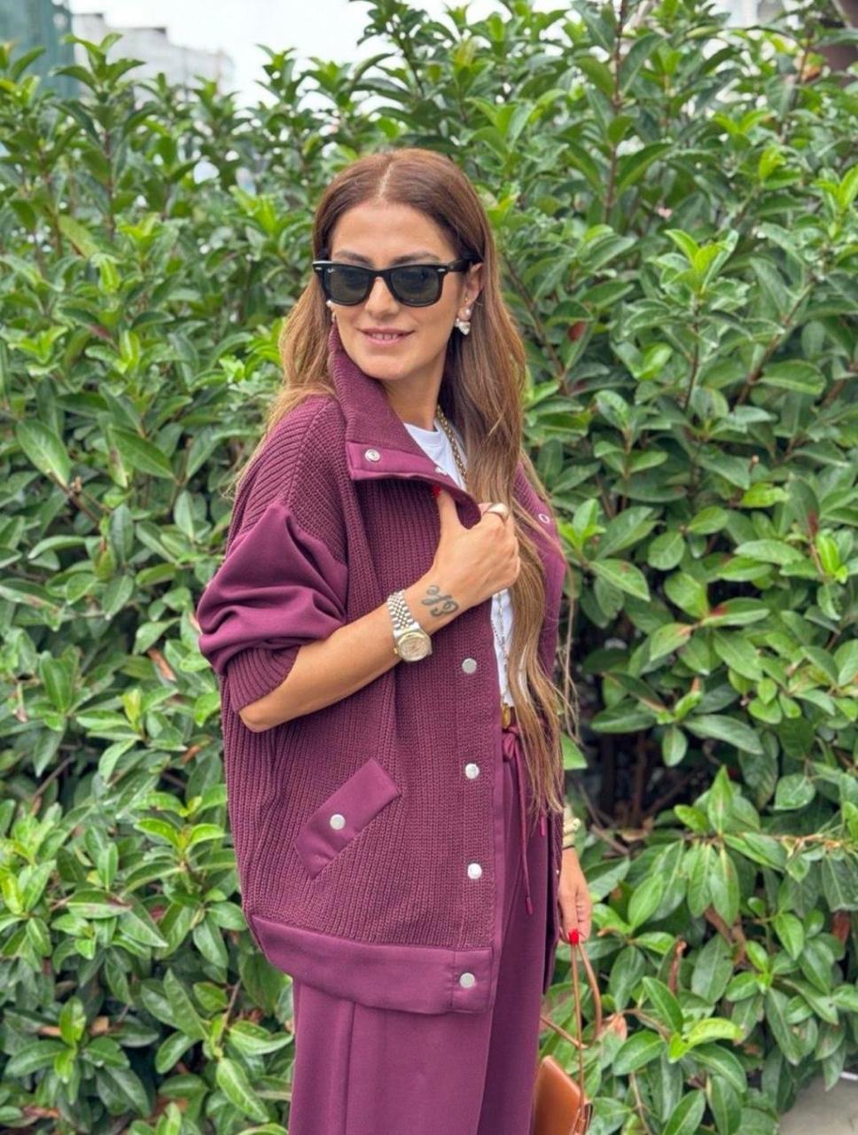 Knit nylon set burgundy