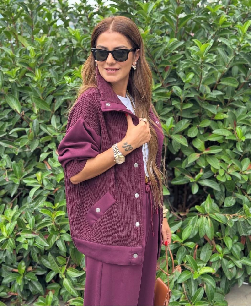 Knit nylon set burgundy