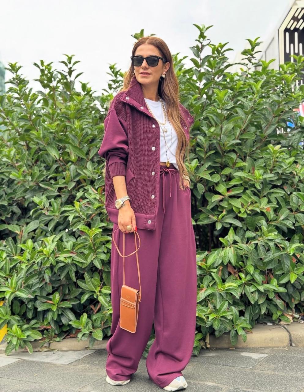 Knit nylon set burgundy