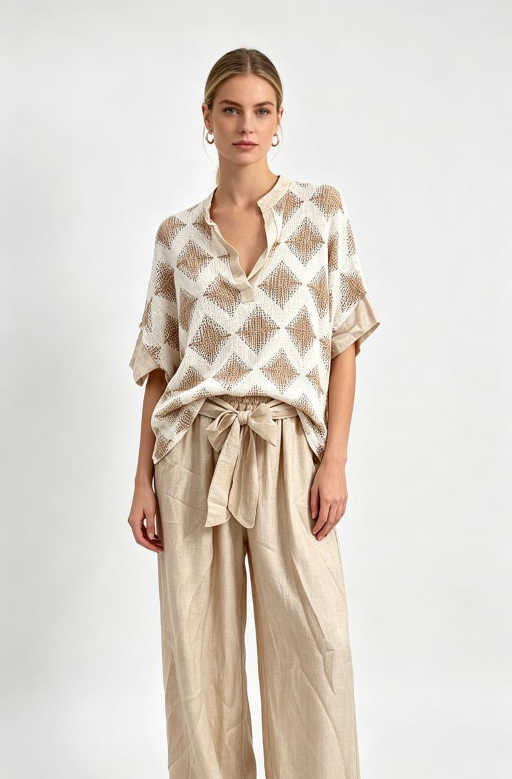 Shirt gold beige pattern