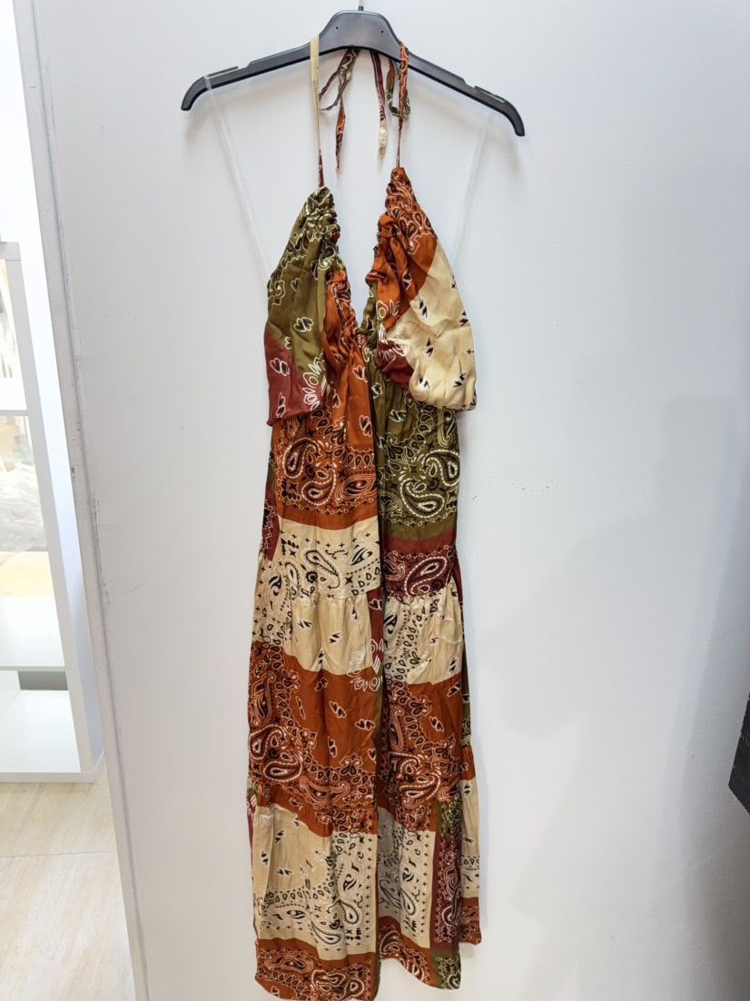 Bandana dress brick