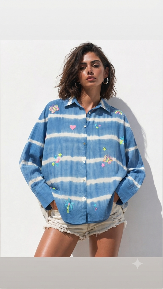 Shirt tie die blue