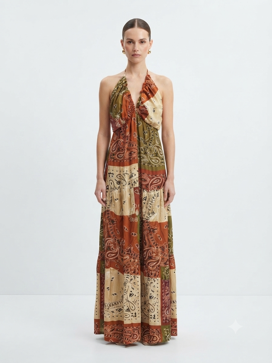 Bandana dress brick