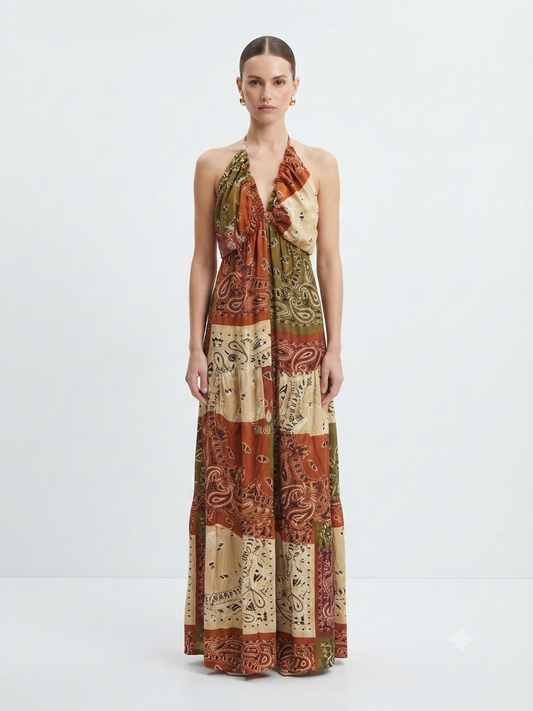 Bandana dress brick
