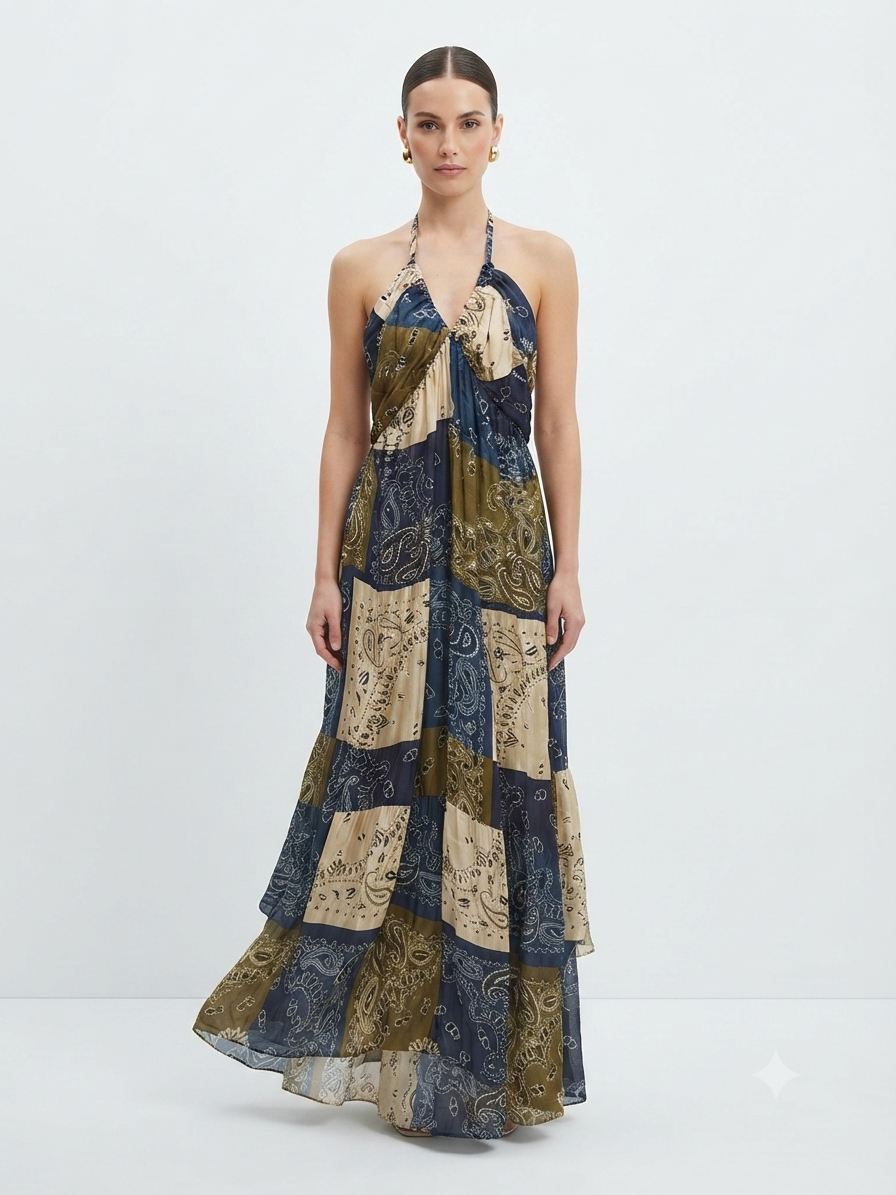 Bandana dress long navy