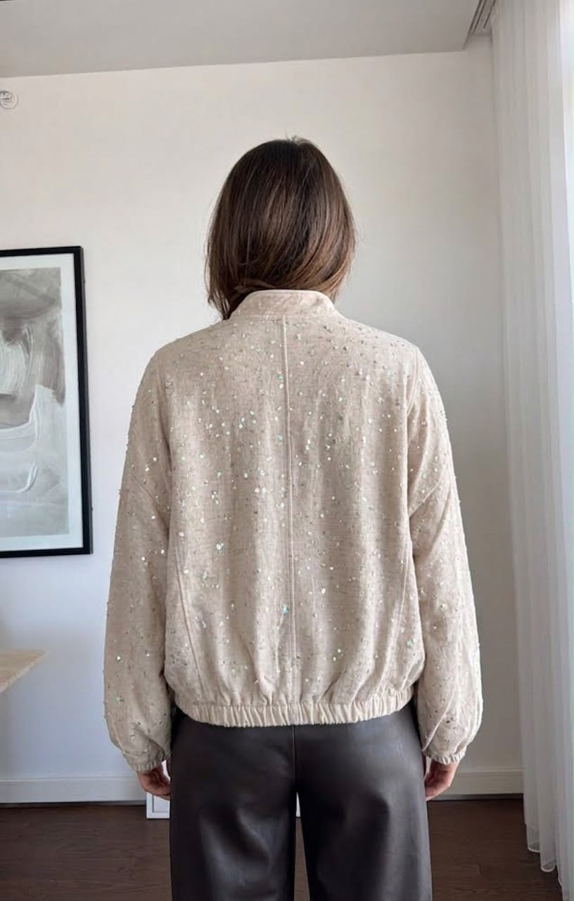 Shirt beige sequins