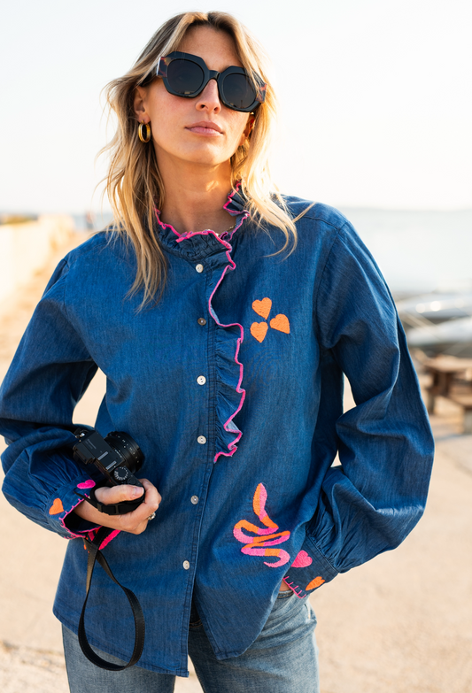Shirt denim hearts