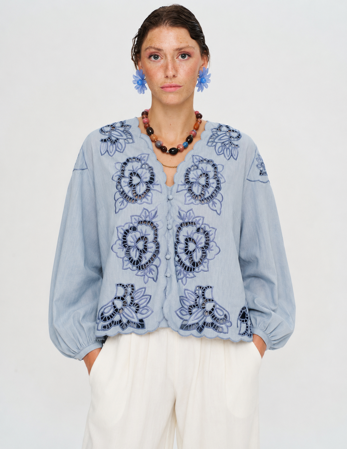 Shirt embroidery blue