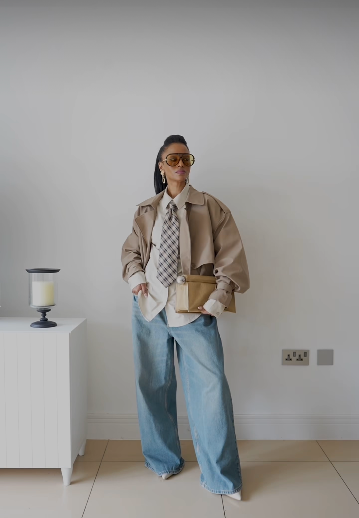 Jacket short trench beige