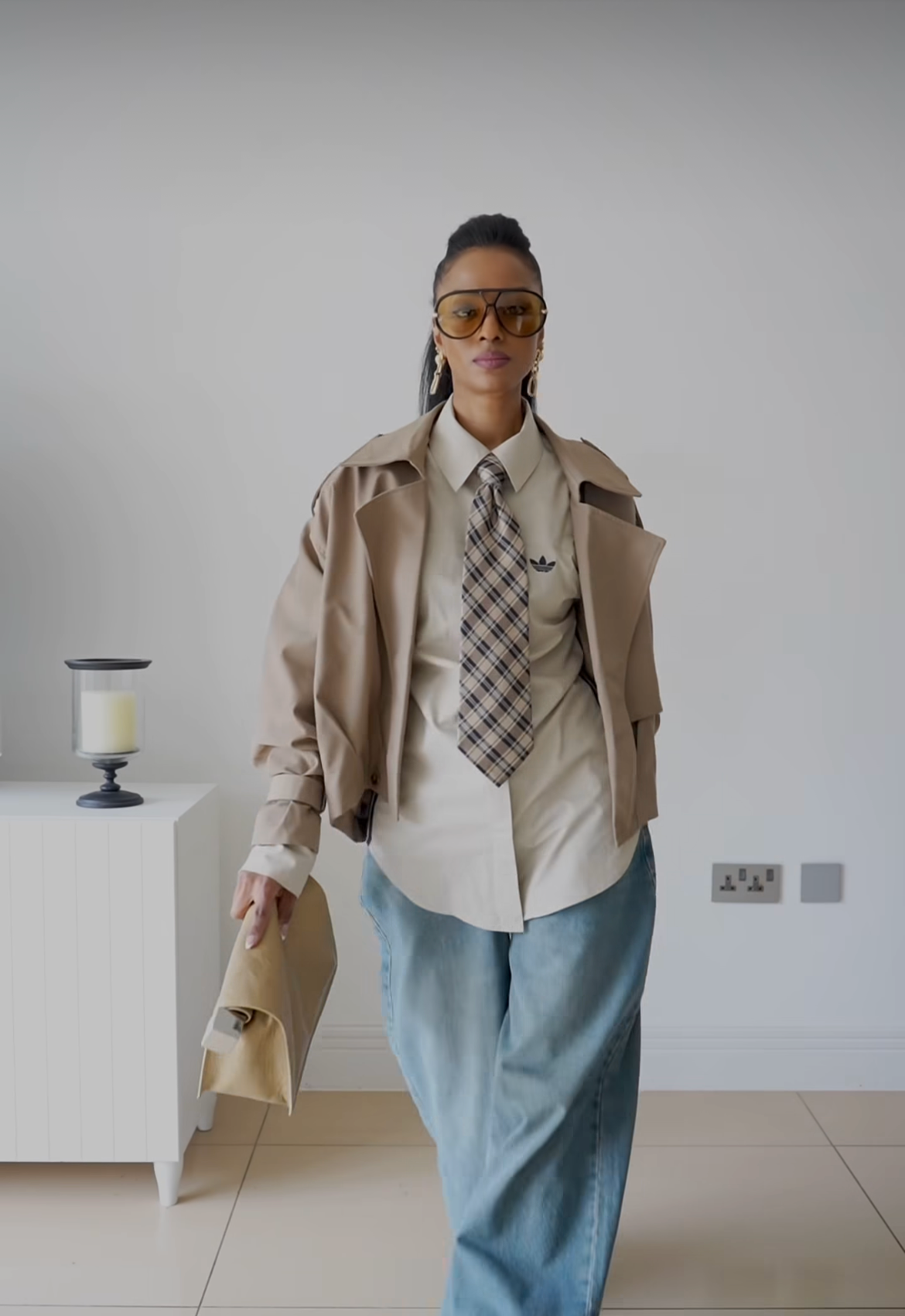 Jacket short trench beige
