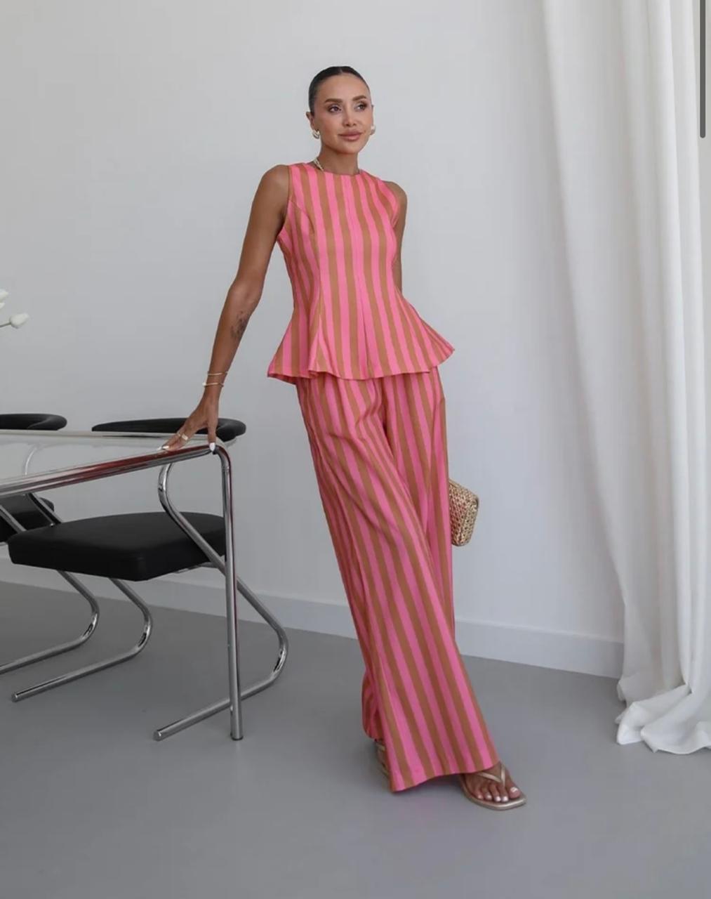 Set stripe pink brown