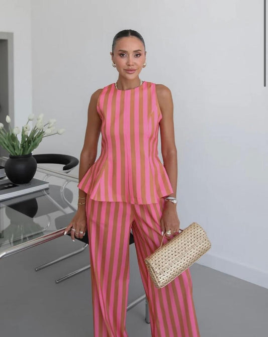 Set stripe pink brown