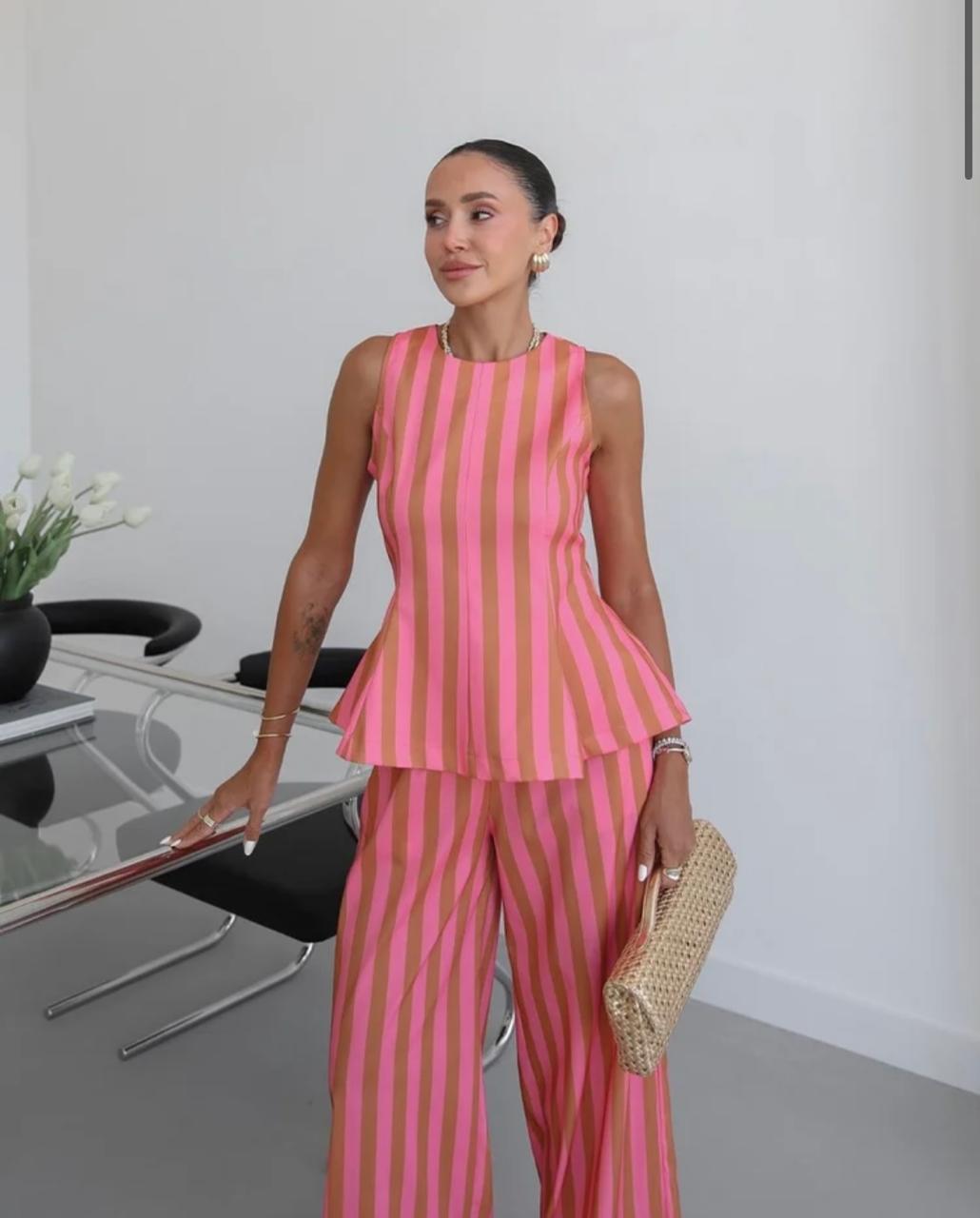 Set stripe pink brown