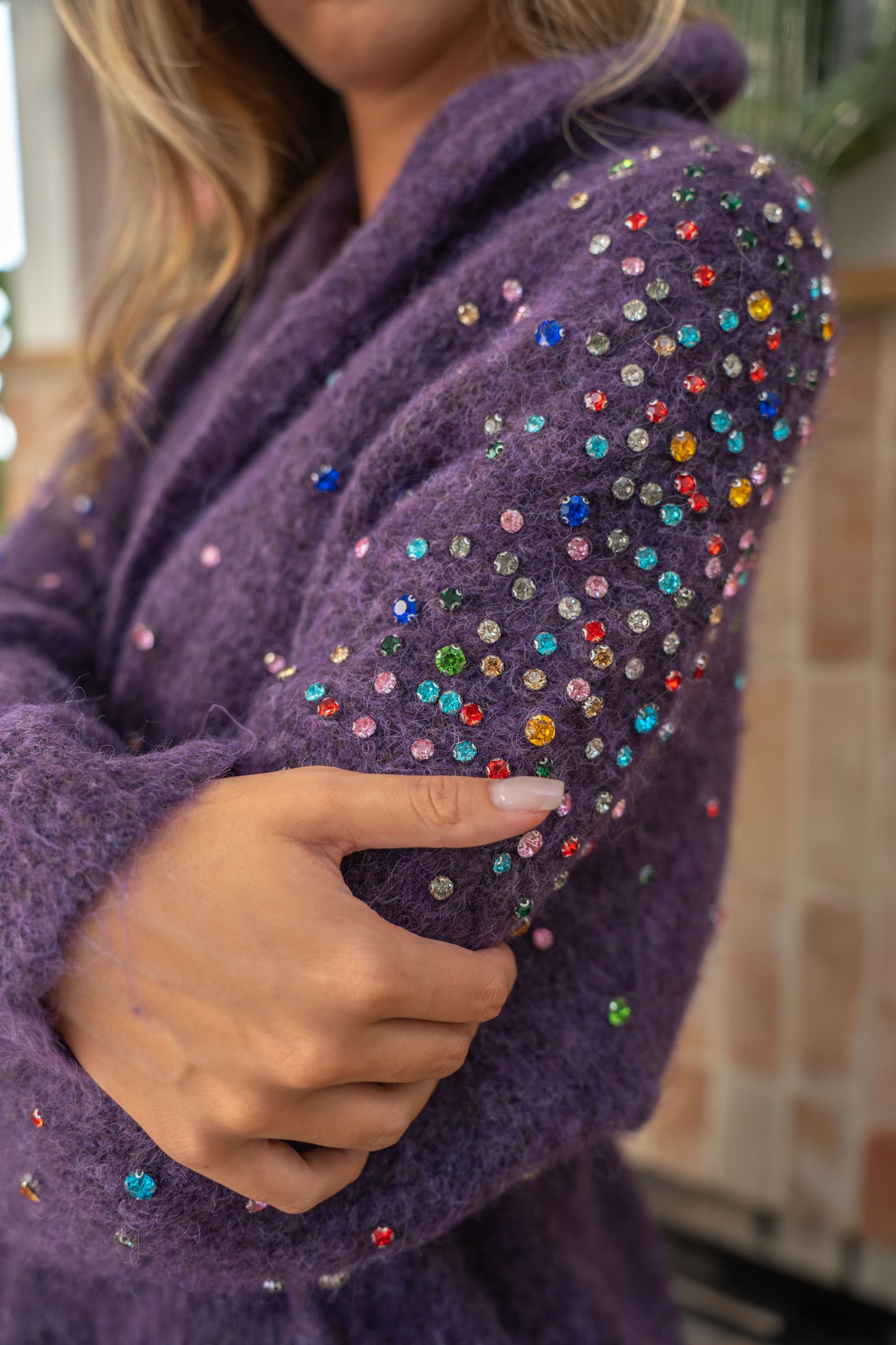 Cardigan purple studs