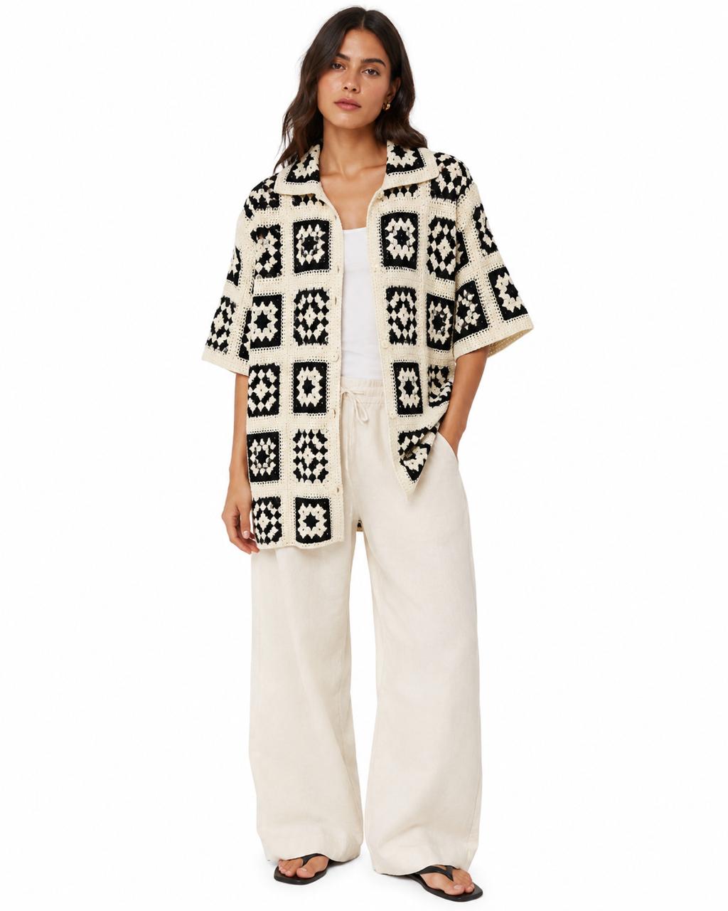 Cardigan Crochet Exquis Black