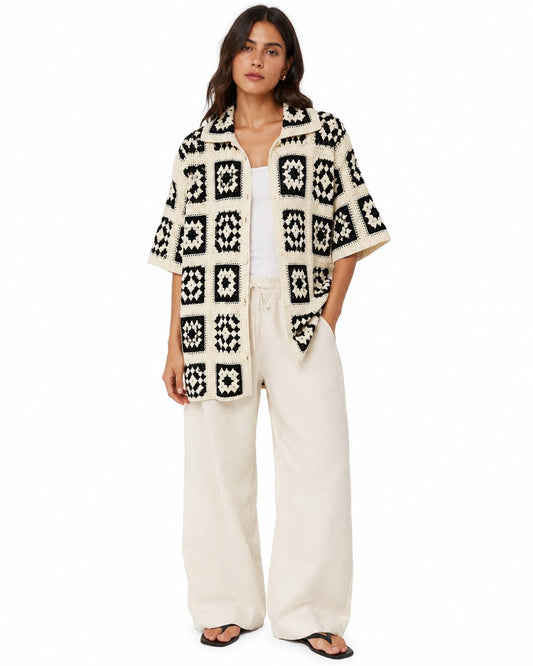 Cardigan Crochet Exquis Black