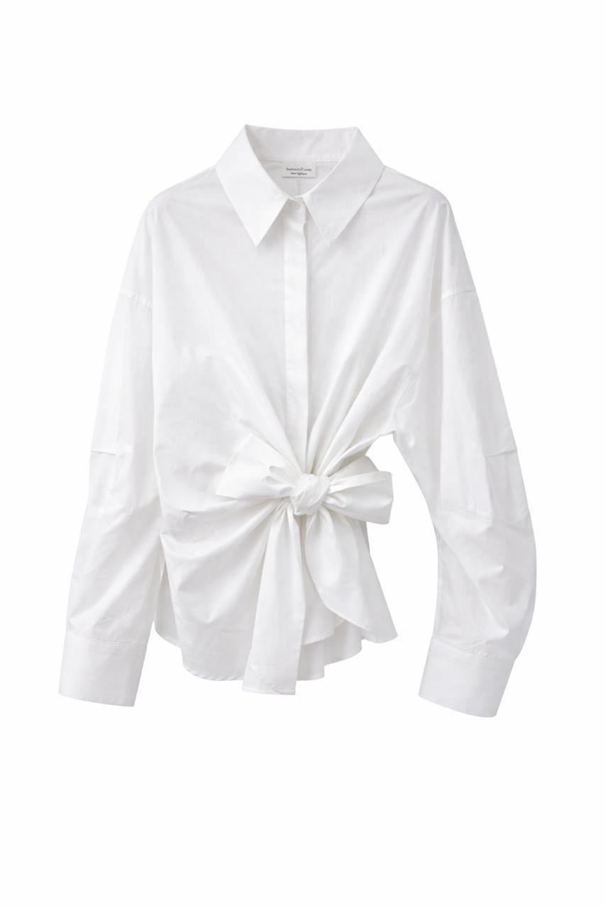 Shirt white side belt