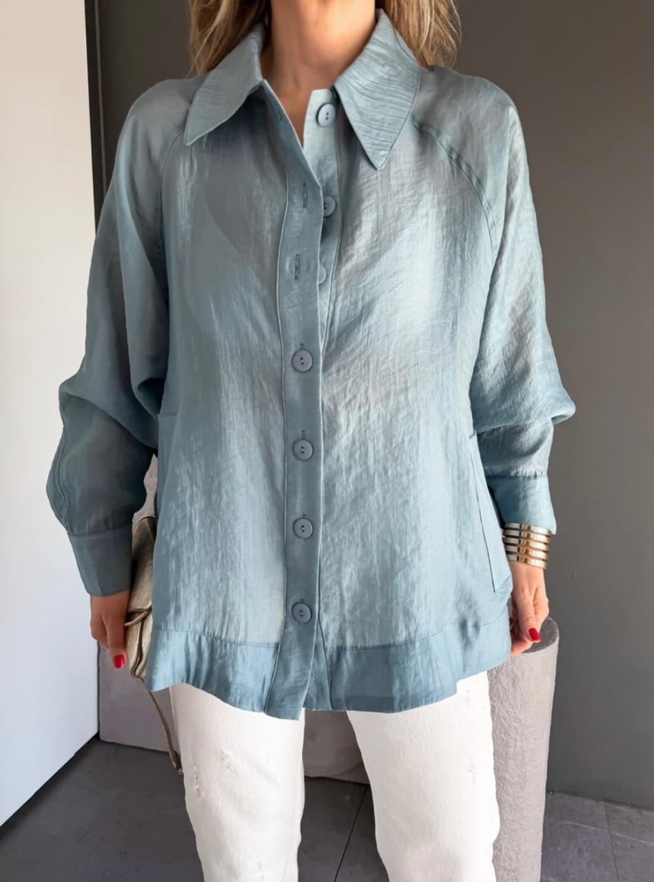 Shirt blue ruffels