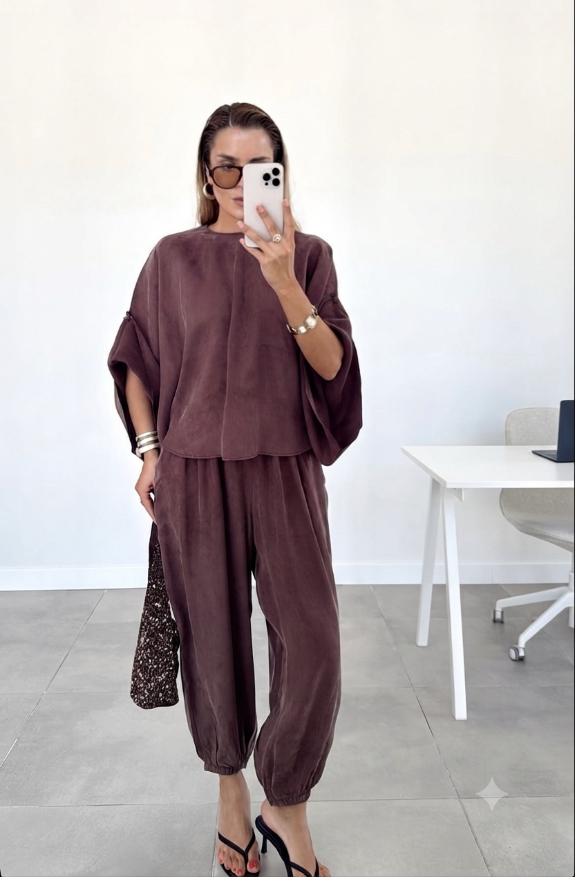Set Mauve plain eggplant