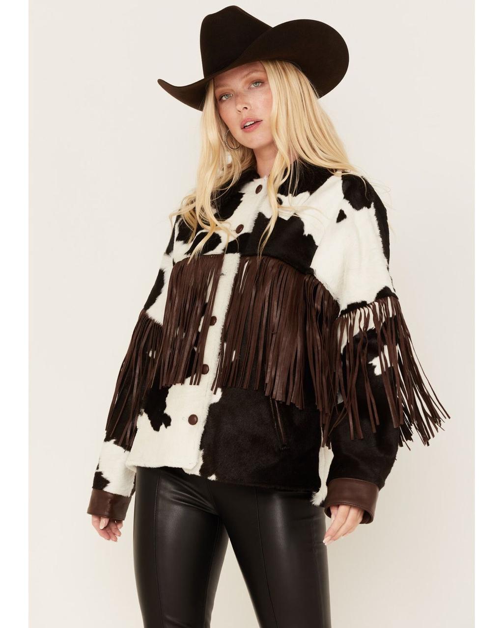 Jacket cow fringes fur