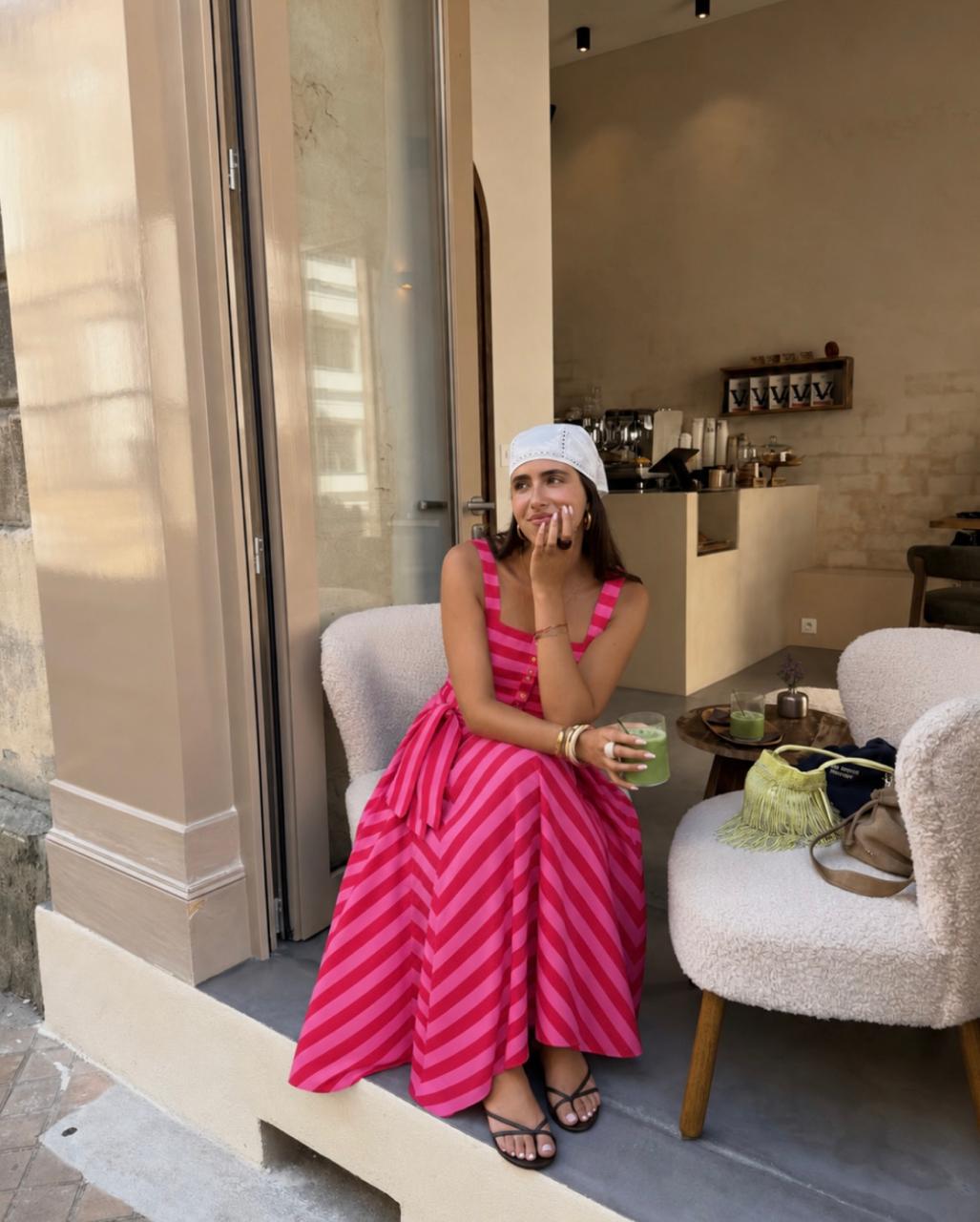 Dress stripe pink red