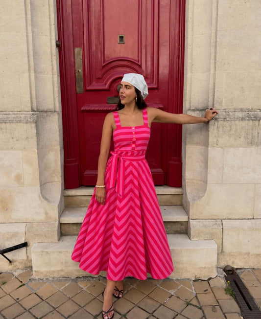 Dress stripe pink red