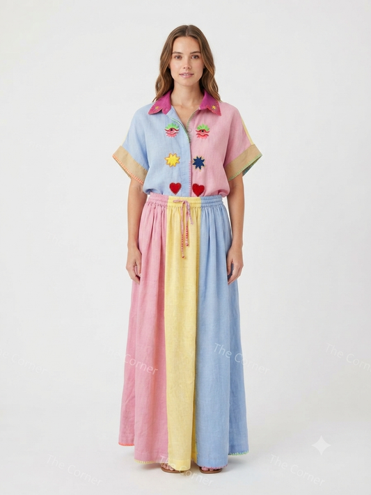 Set shirt + skirt multicolor