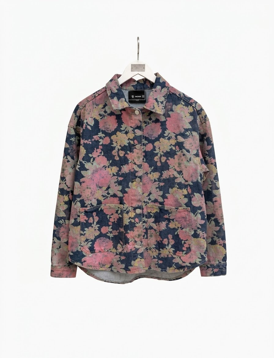 Jacket floral cotton denim