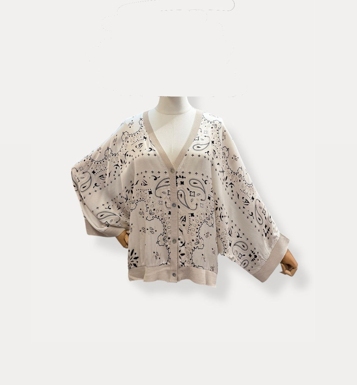 Bandana silk cardigan offwhite